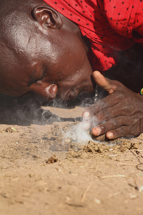 masai ,oheň, Kenya, Ammboseli